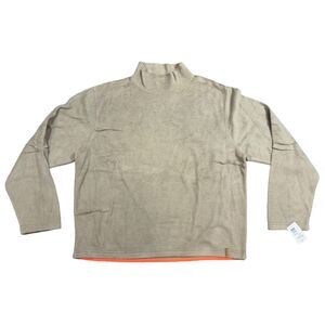 DKNY Jeans Sweater Men's 2XL Taupe Fleece Long Sleeve Insulated Cotton Pullover